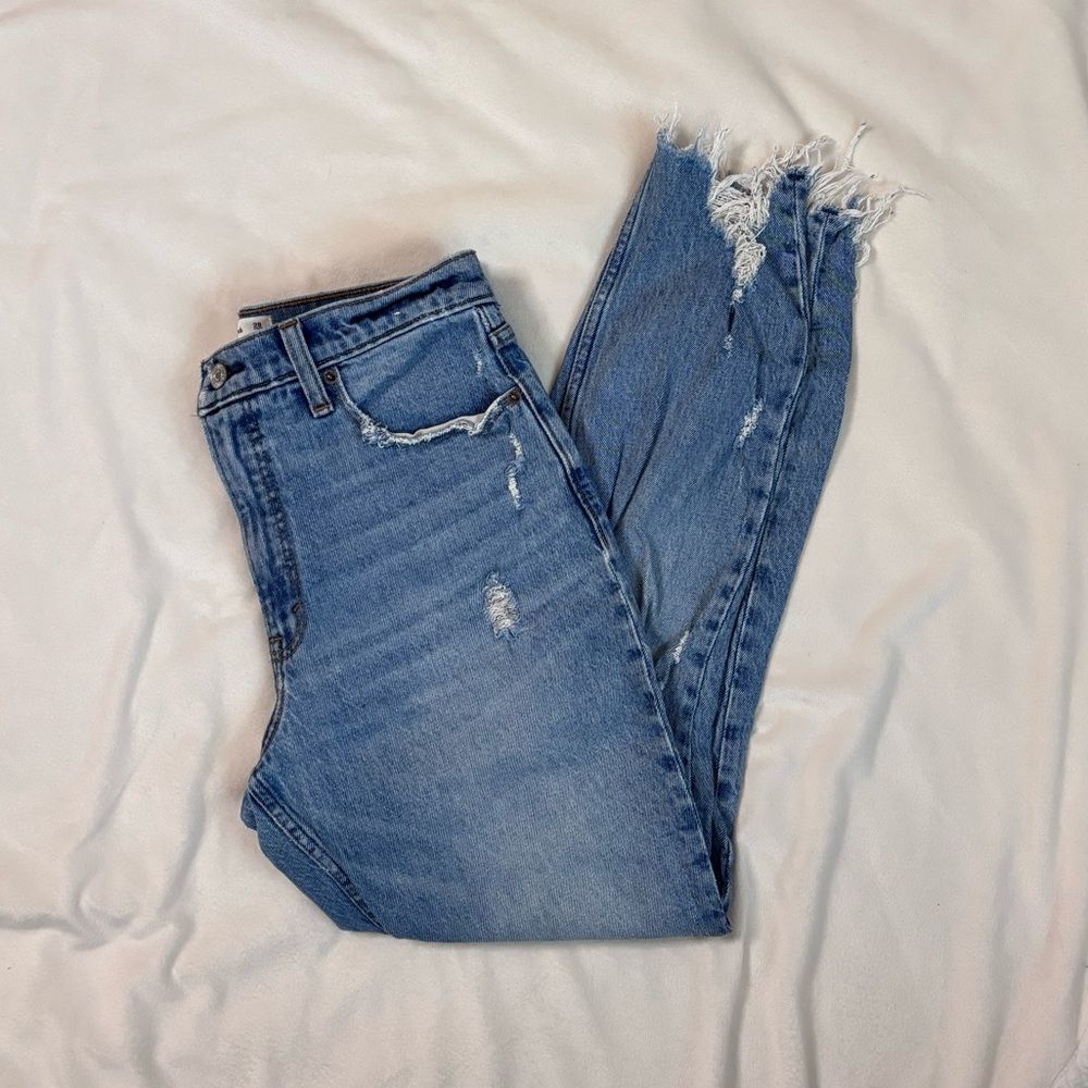 Abercrombie & Fitch Skinny High Rise Frayed Hem Jeans